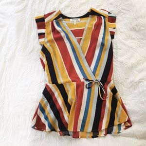 Monteau / Striped Surplice Style Top